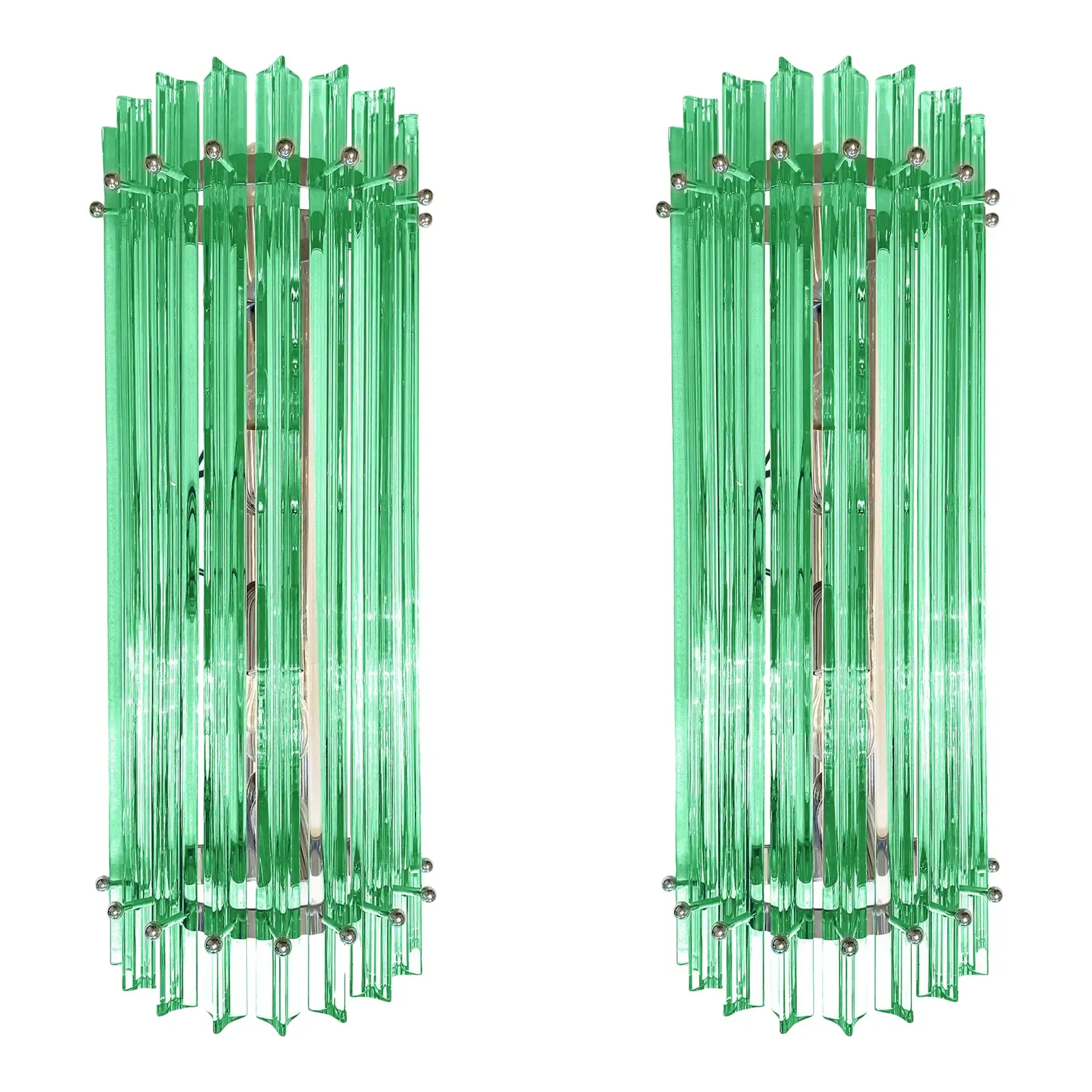 Contemporary Green “Wather Triedro” Murano Glass Wall Sconces   Lot Of 4 photo furniture