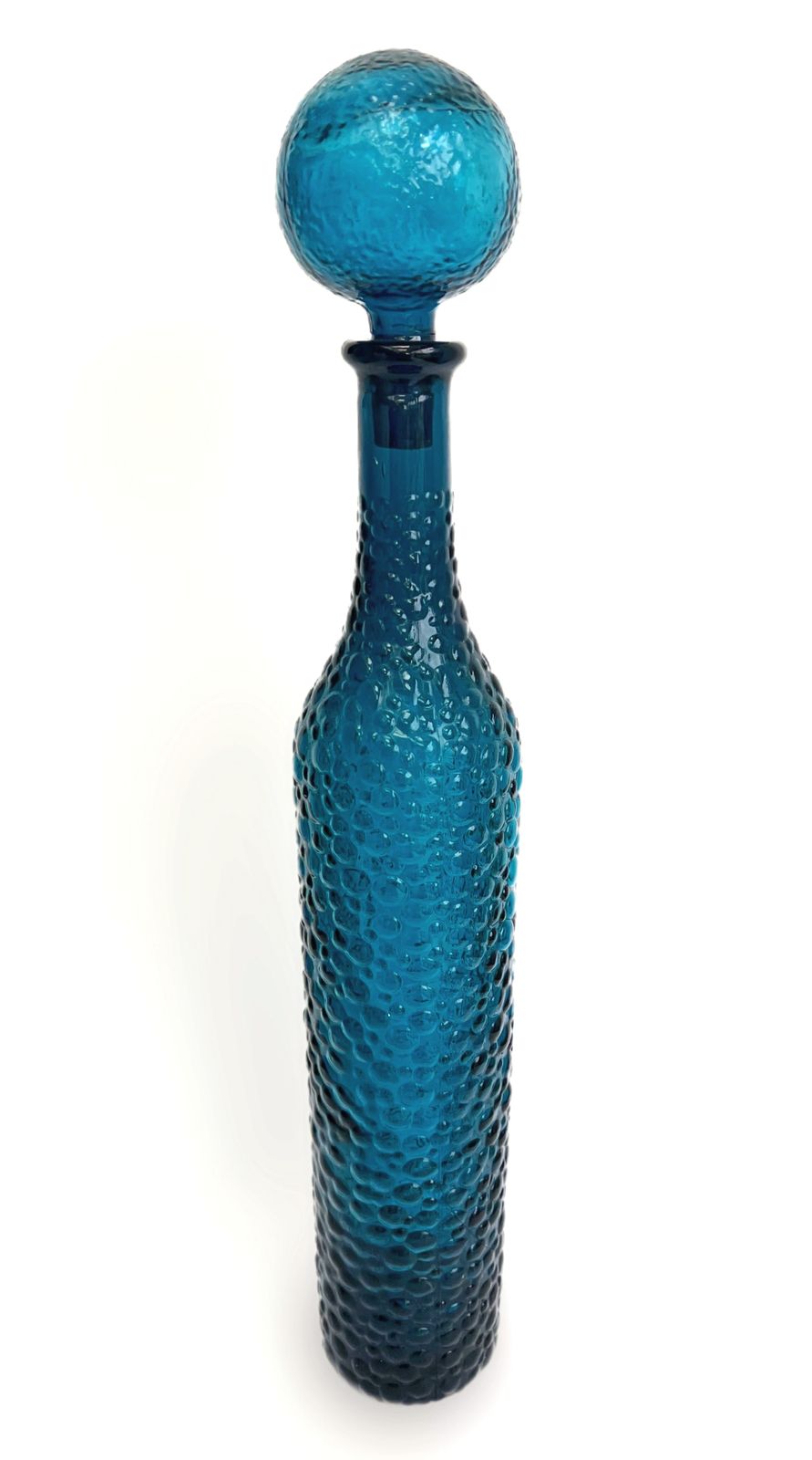Mid Century Italian "Genie" Bottle In Blue Empoli Glass 1960s photo Home Decor