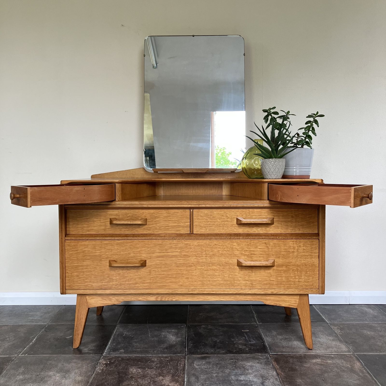 Refurbished 1950's Mid Century Modern E Gomme G Plan Oak Brandon Dressing Table; Danish Style photo for sale