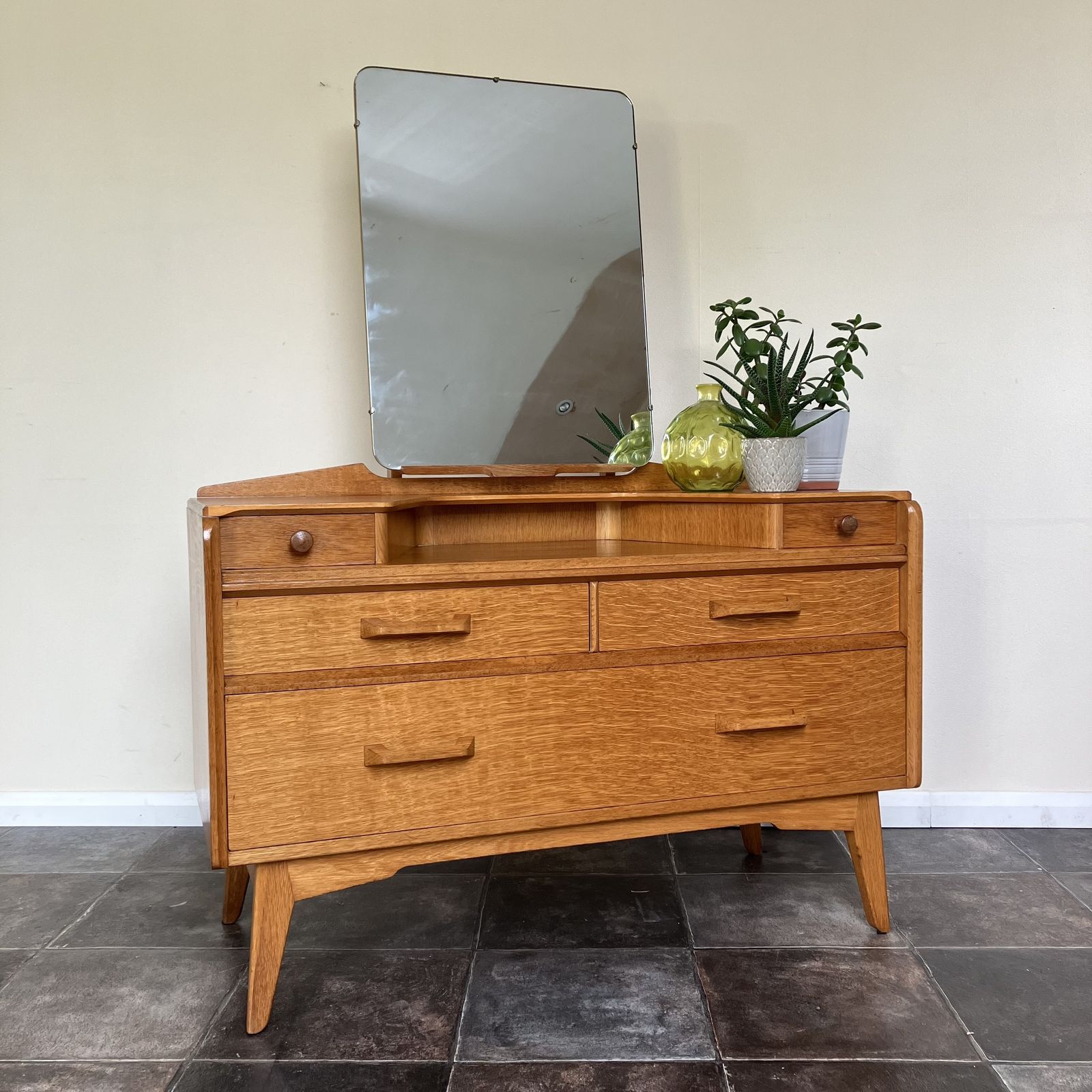 Refurbished 1950's Mid Century Modern E Gomme G Plan Oak Brandon Dressing Table; Danish Style photo Furniture