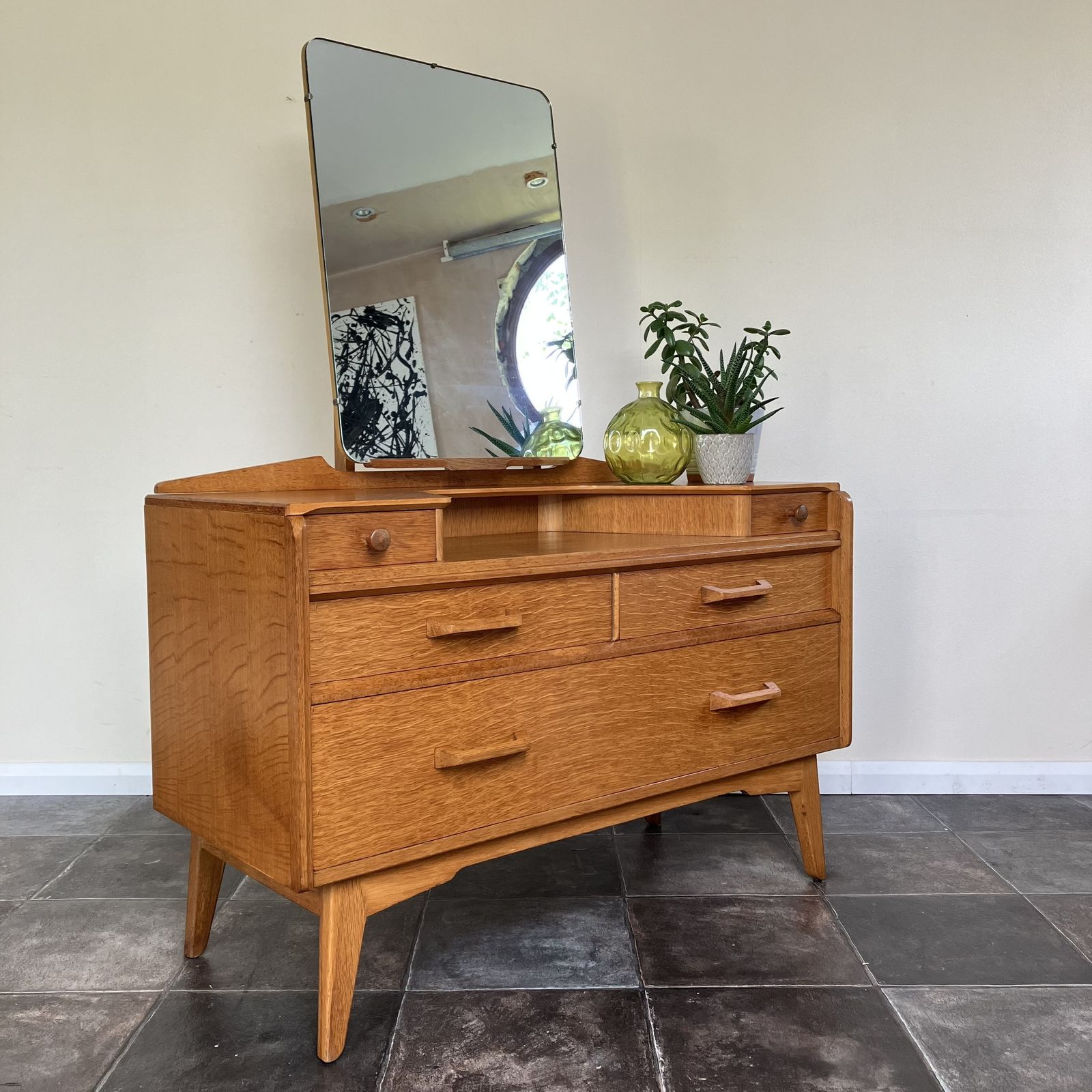 Refurbished 1950's Mid Century Modern E Gomme G Plan Oak Brandon Dressing Table; Danish Style photo 595.0