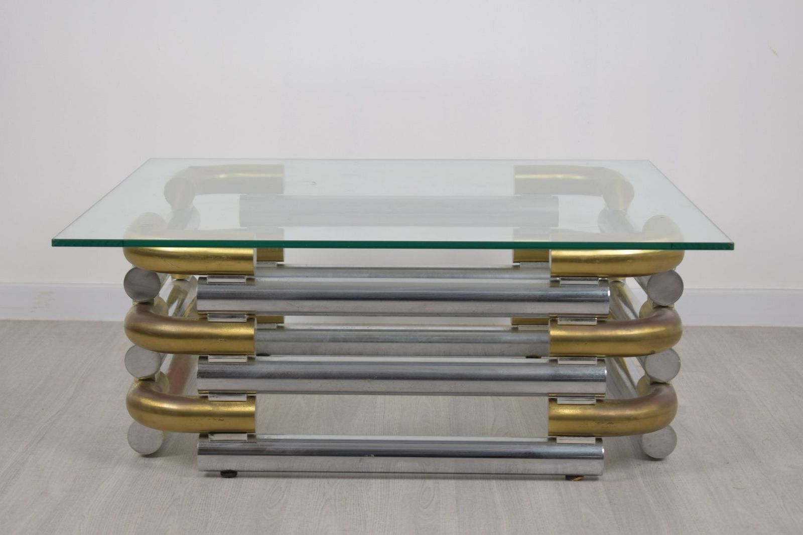 Brass And Steel Coffee Table, Italy, 1970 photo furniture