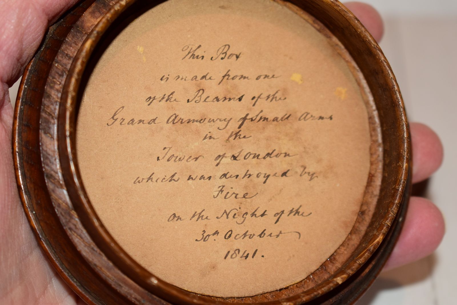 Museum Grade 1841 Tower Of London Fire Relic Oak Treen Box With Unique Provenance photo vintage