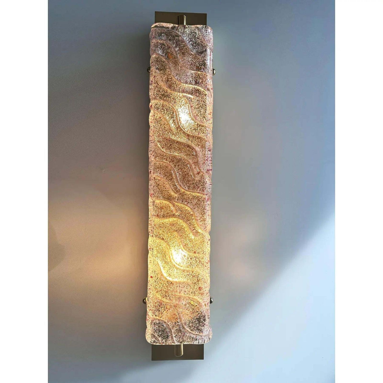 Lot Of 4 Luxury Gold Wall Sconces With Ametista “Graniglia” Murano Glass photo 5366.0