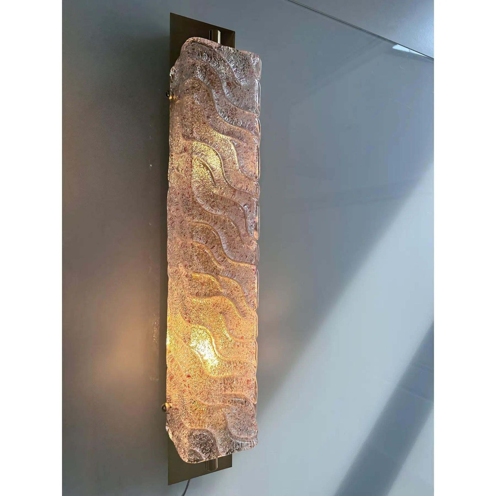 Lot Of 4 Luxury Gold Wall Sconces With Ametista “Graniglia” Murano Glass photo buy