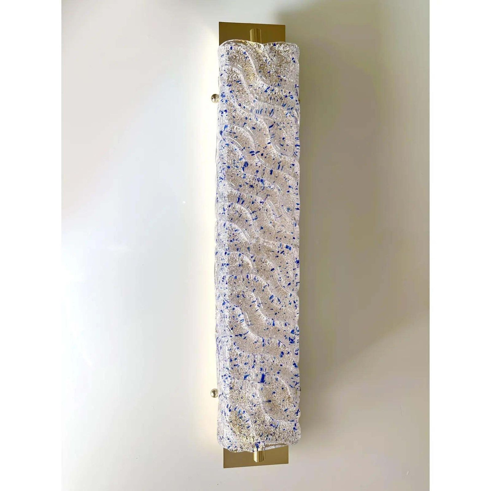 Gold Murano Glass Wall Sconces With Blue “Graniglia” Detail – Set Of Four photo buy