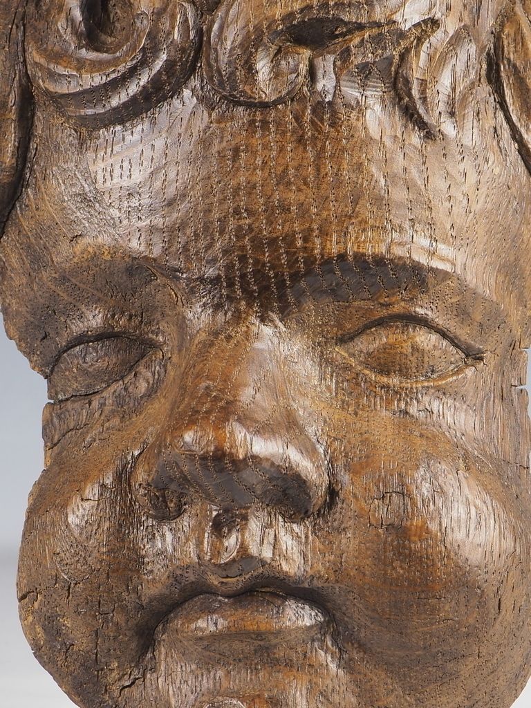 Antique Carved Oak Cherub Head Wall Hanging photo buy