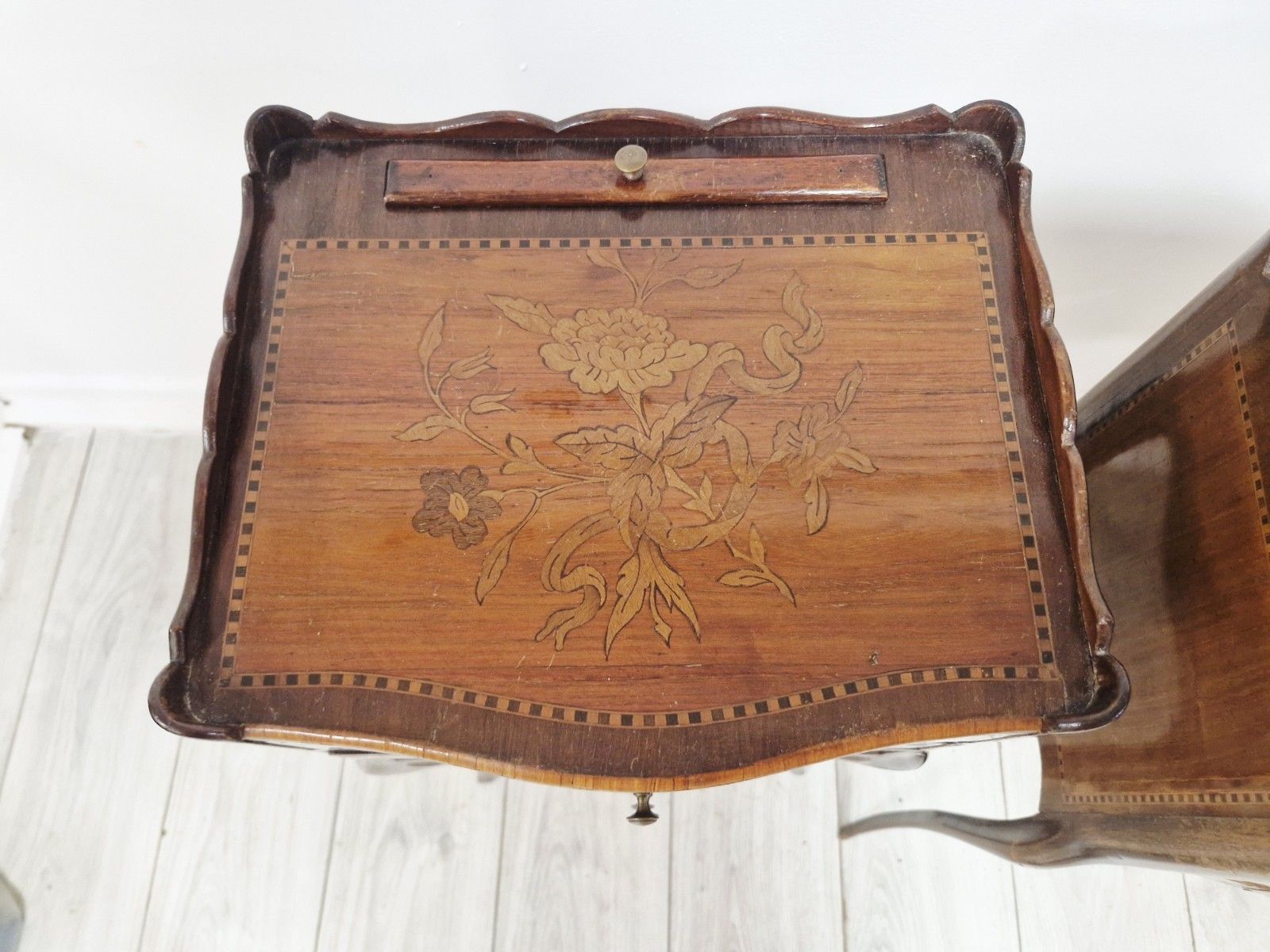 ​Pair Of Antique French Style Inlaid Bedside Vanity Tables Coiffeuses photo vinterior