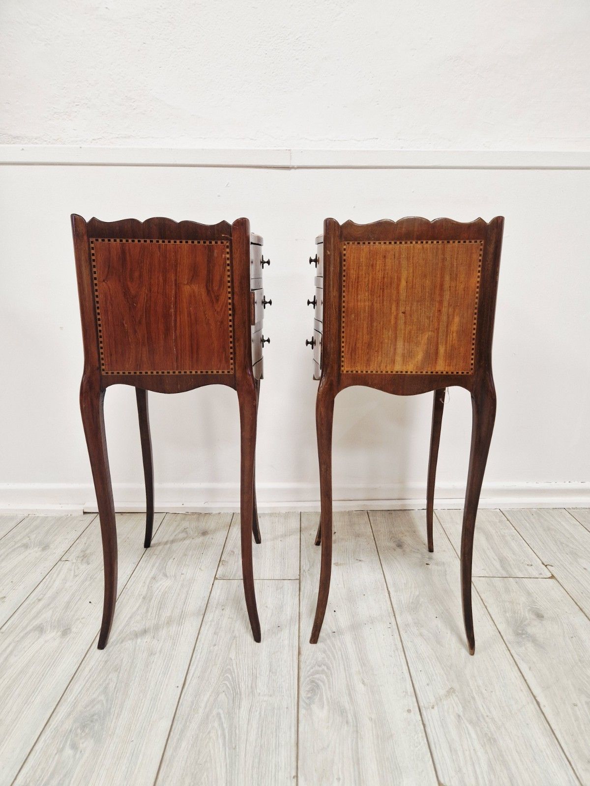 photo vinterior ​Pair Of Antique French Style Inlaid Bedside Vanity Tables Coiffeuses