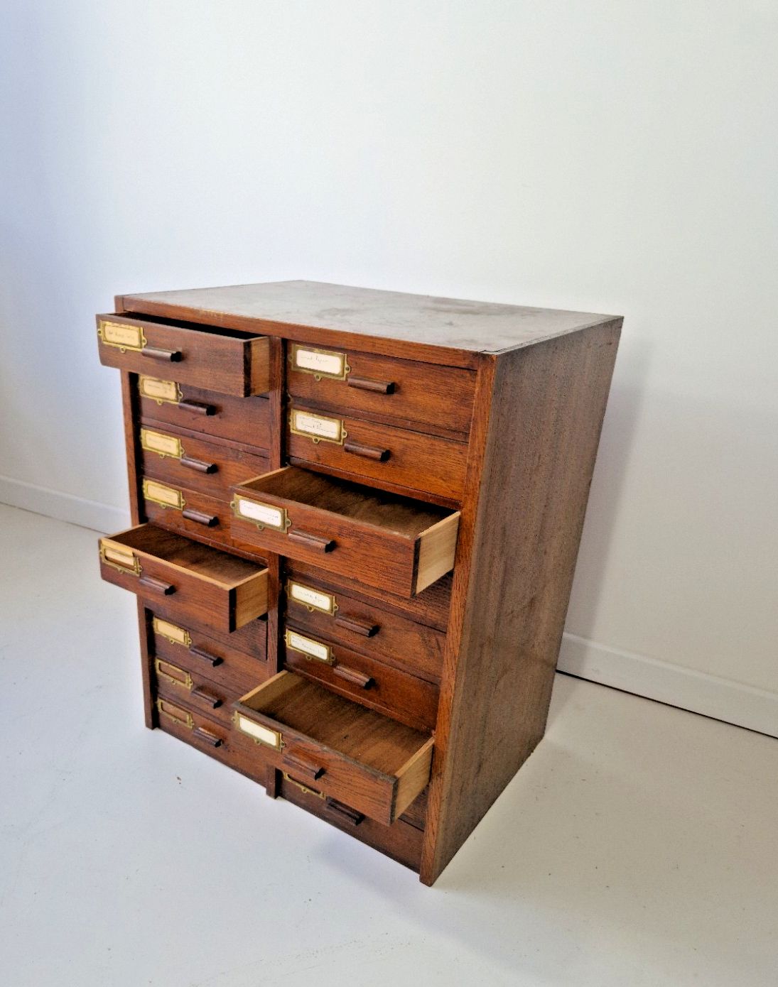 photo furniture Antique English Mahogany And Oak Drawers Index Cabinet Dresser