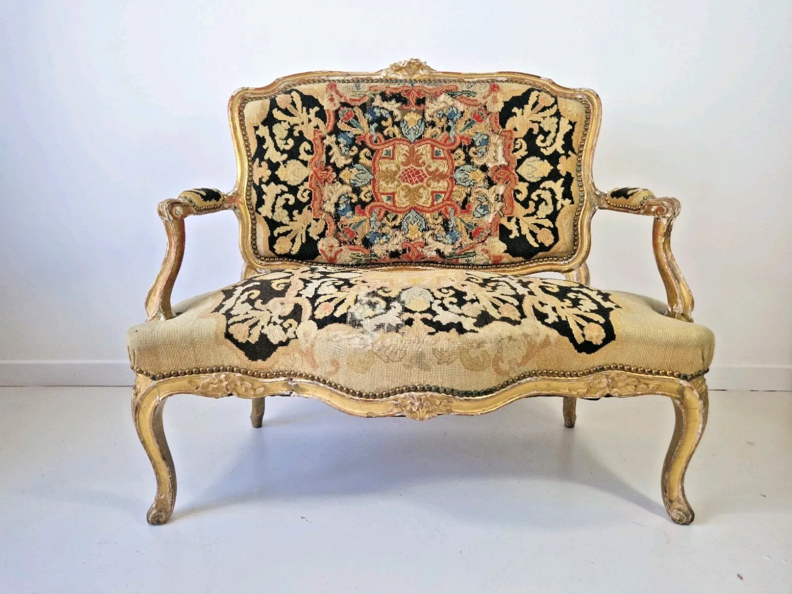 Antique French Sofa Louis XV Style With Tapestry Chateau Furniture