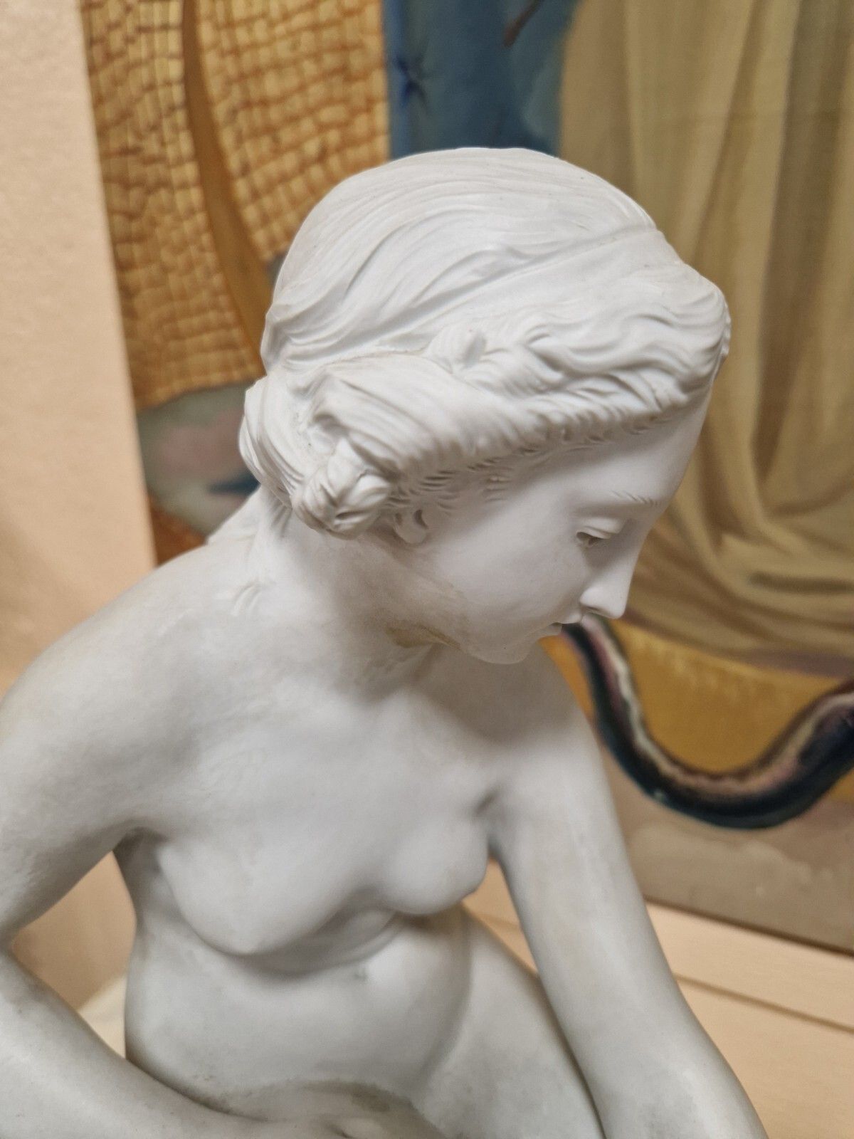 photo furniture Antique French Diane Bathing Sculpture In Biscuit Attb Falconet