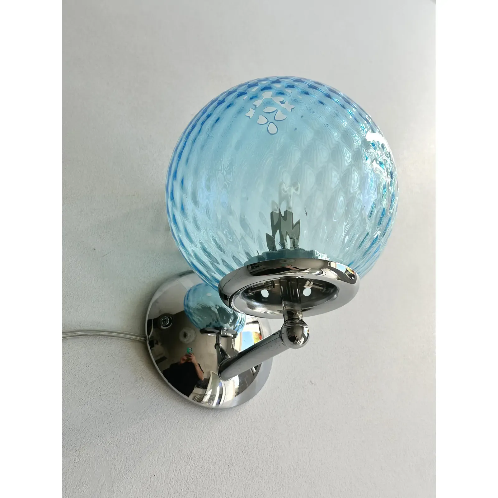 Sculptural Light Blue “Ballotton” Murano Glass Wall Sconces — Lot Of 4 photo Lighting