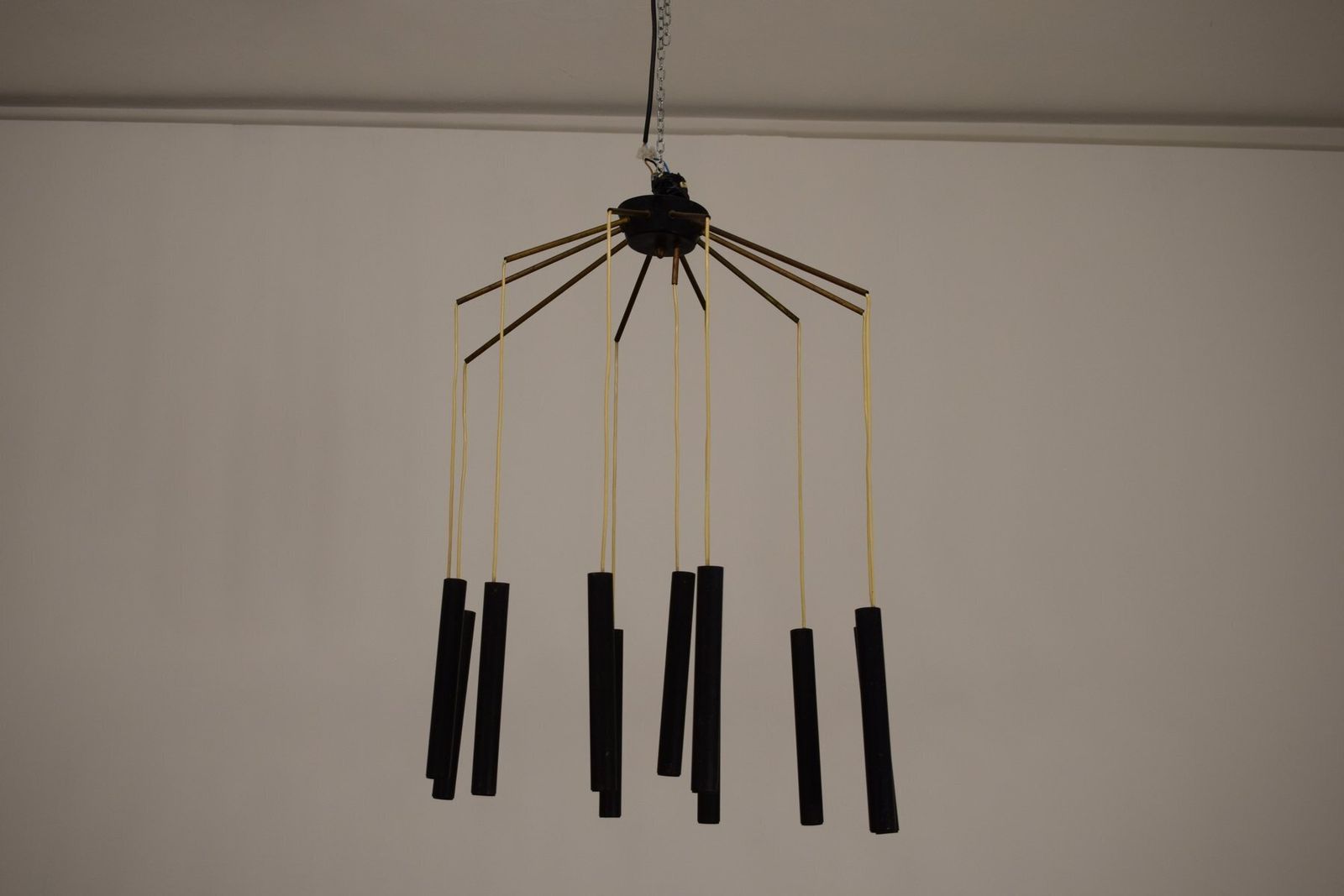 1040.0 Brass And Metal Chandelier Attributed To Stilnovo, 1950s photo