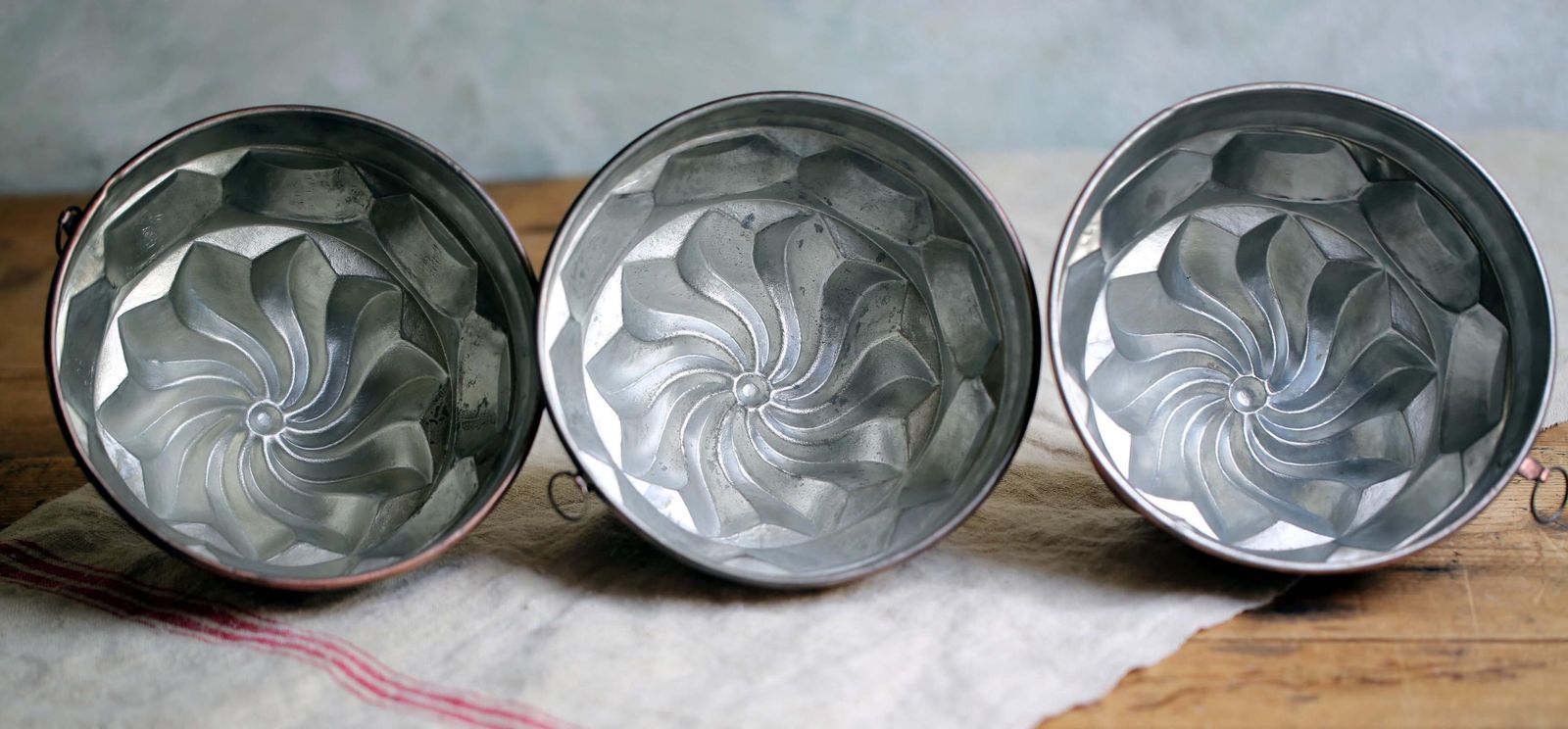photo furniture Antique Copper Jelly Molds: French Kitchen Wall Decor, Cake Pans (Set Of 3)