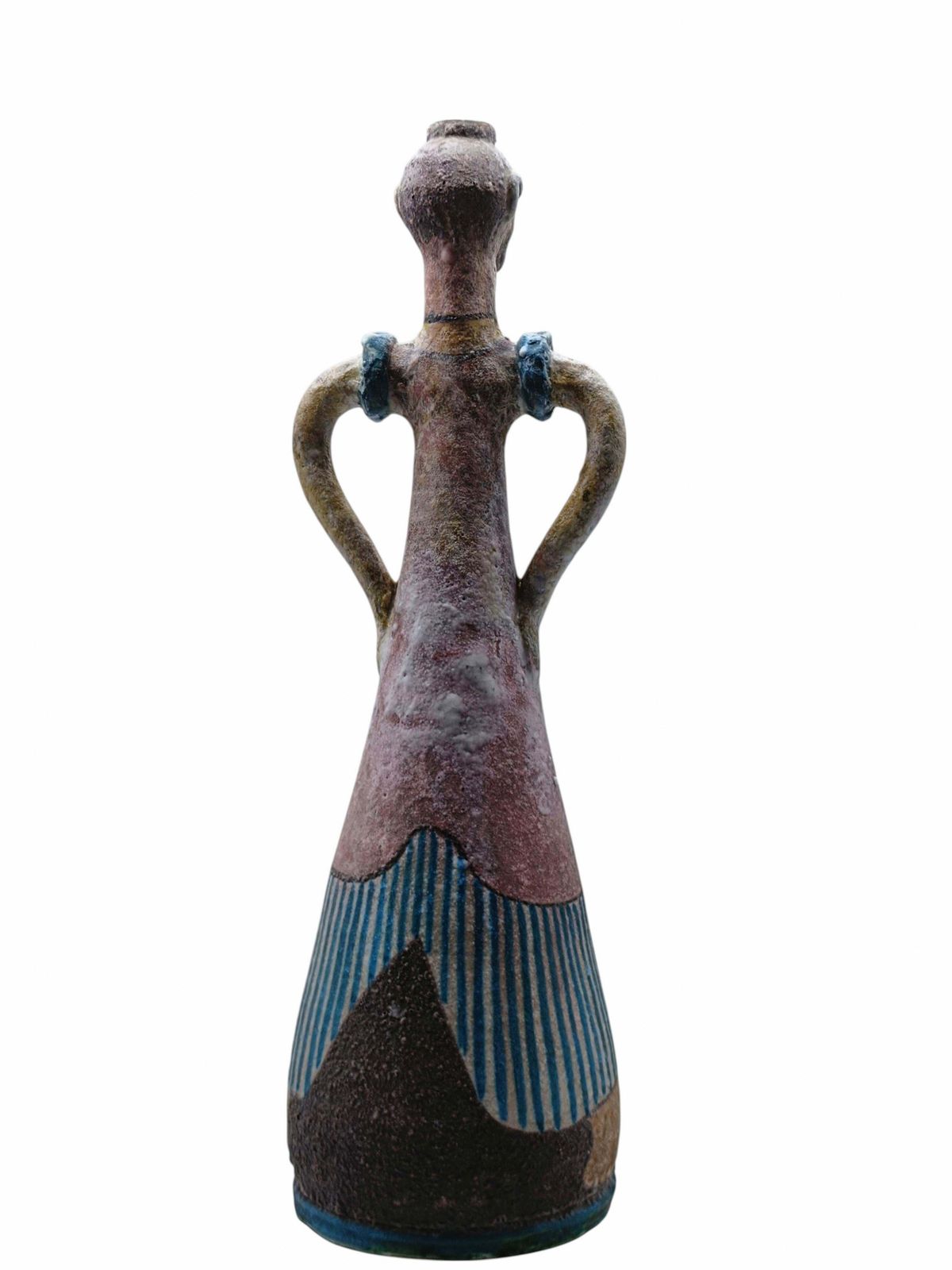 C.A.S. Vietri Figurative Ceramic Vase With Lugs, Italy 1960s photo for sale