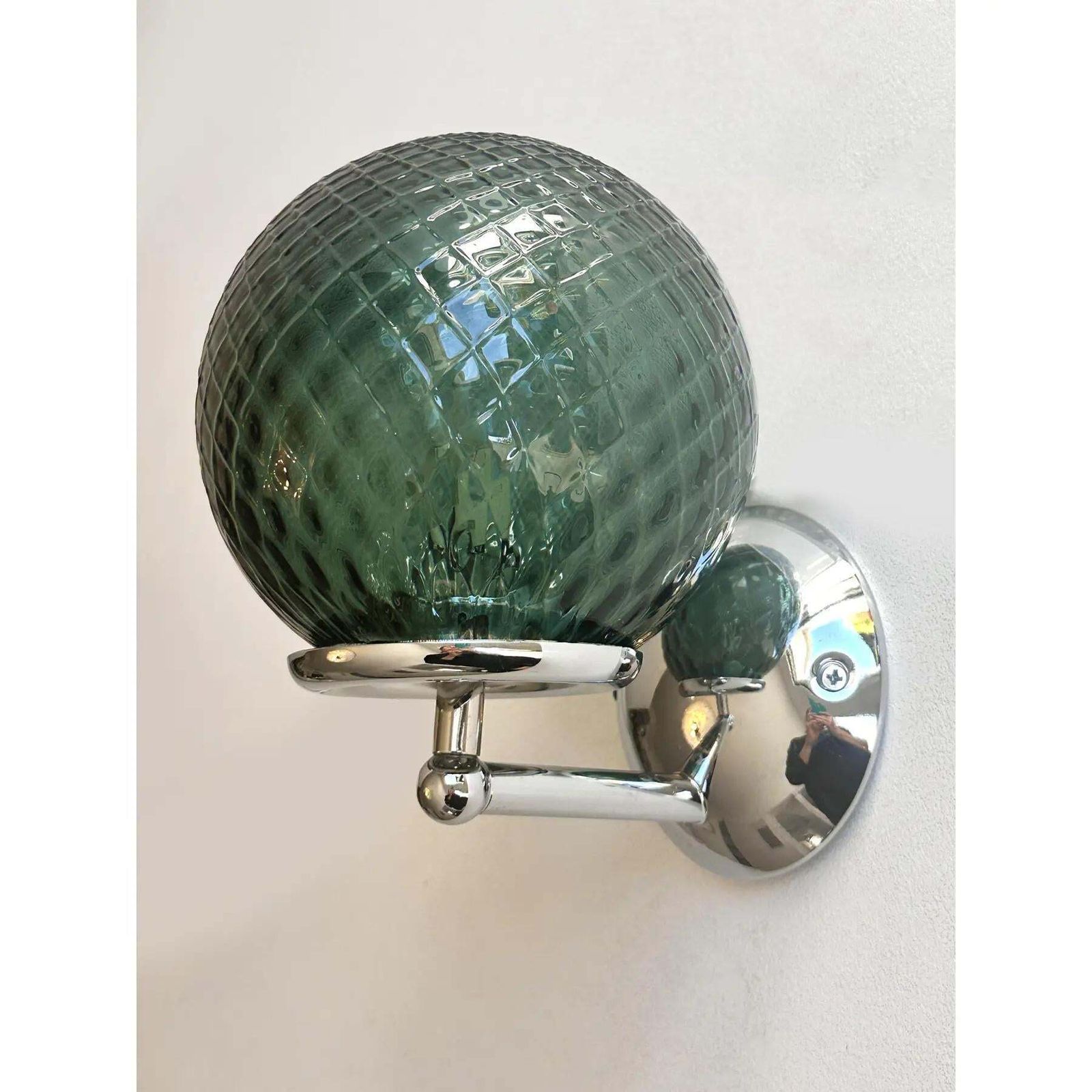 Lot Of 4 Contemporary Green “Ballotton” Murano Glass Wall Sconces photo 4441.0