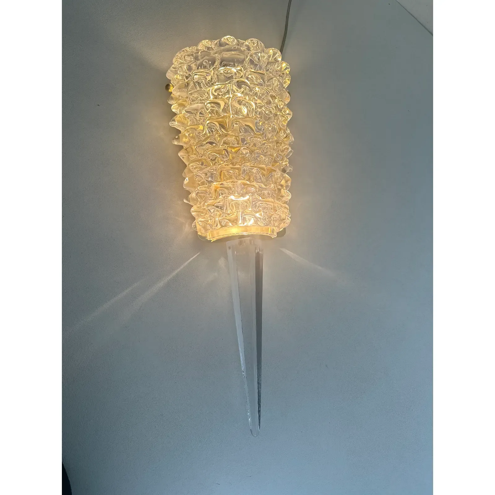 photo for sale Handcrafted Clear Rostrato Murano Glass Wall Light— Lot Of 4 Rostrato Wall Sconces