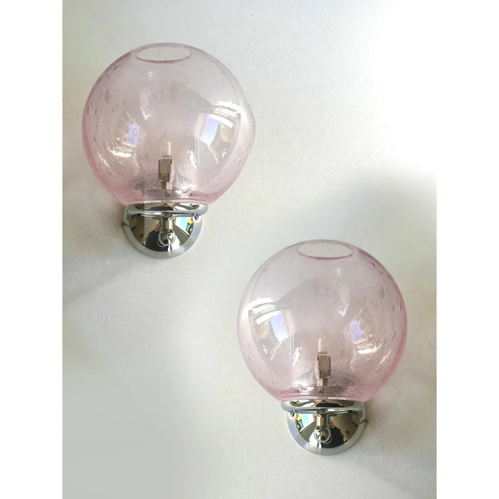 Sculptural Pink “Pulegoso” Murano Glass Wall Sconces —Lot Of 4 photo 4441.0