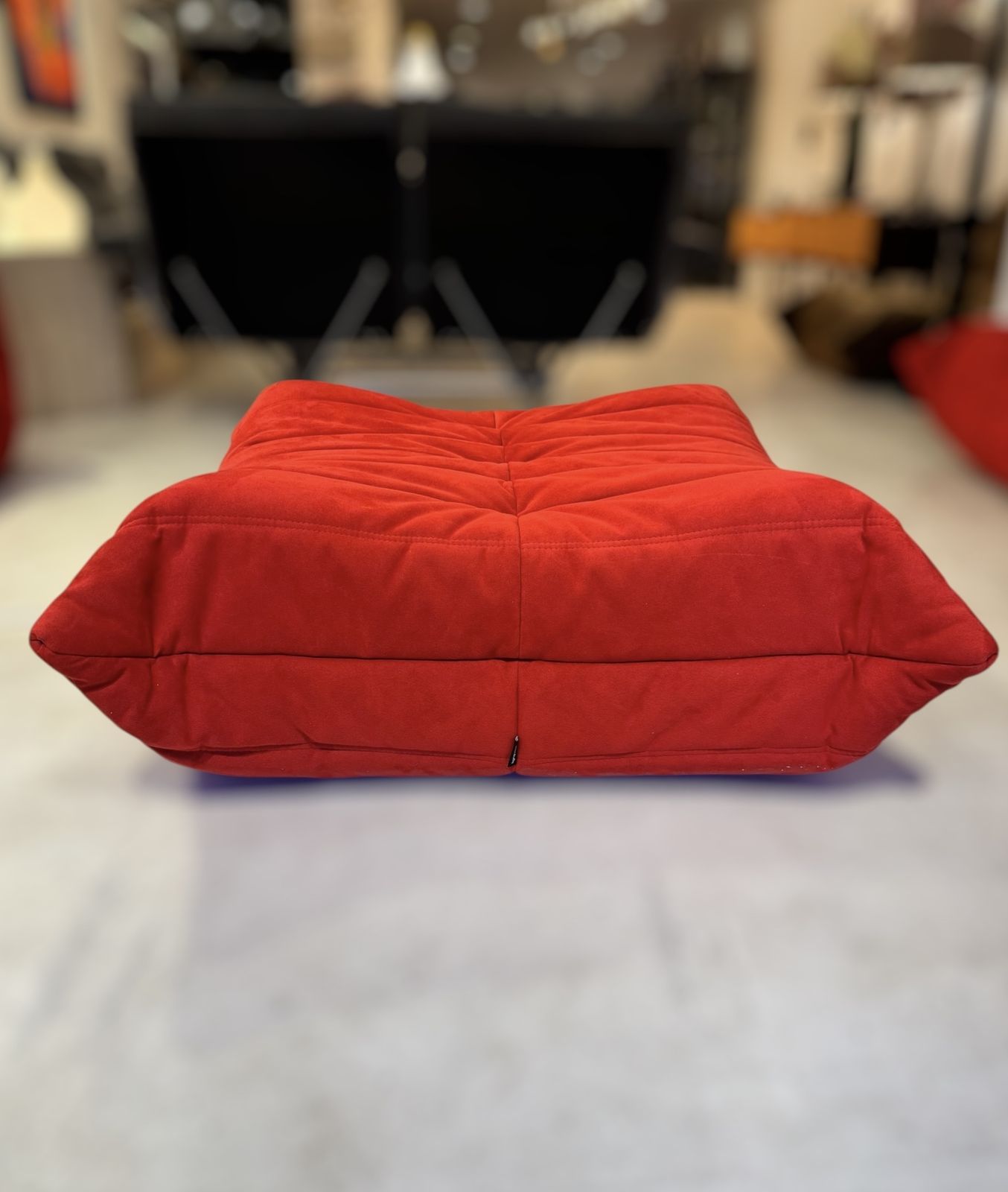 Furniture Set Of Red Alcantara Togo Fireside Chair & Ottoman By Michel Ducaroy For Ligne photo