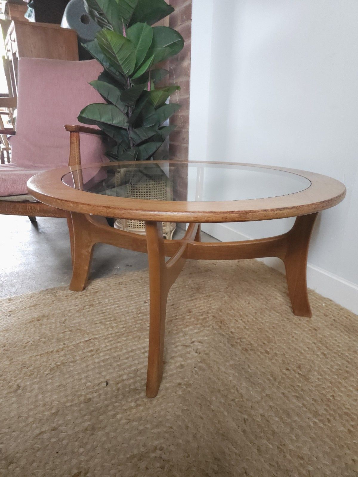 G Plan Coffee Glass Top Teak Mid Century Circular Retro Circular Delivery photo for sale