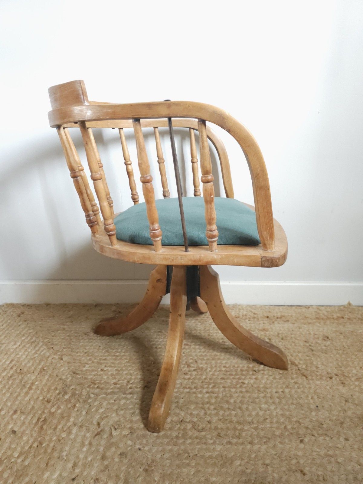 Vintage Desk Chair Swivel Beech Adjustable Height Captain's Chair Delivery photo Furniture