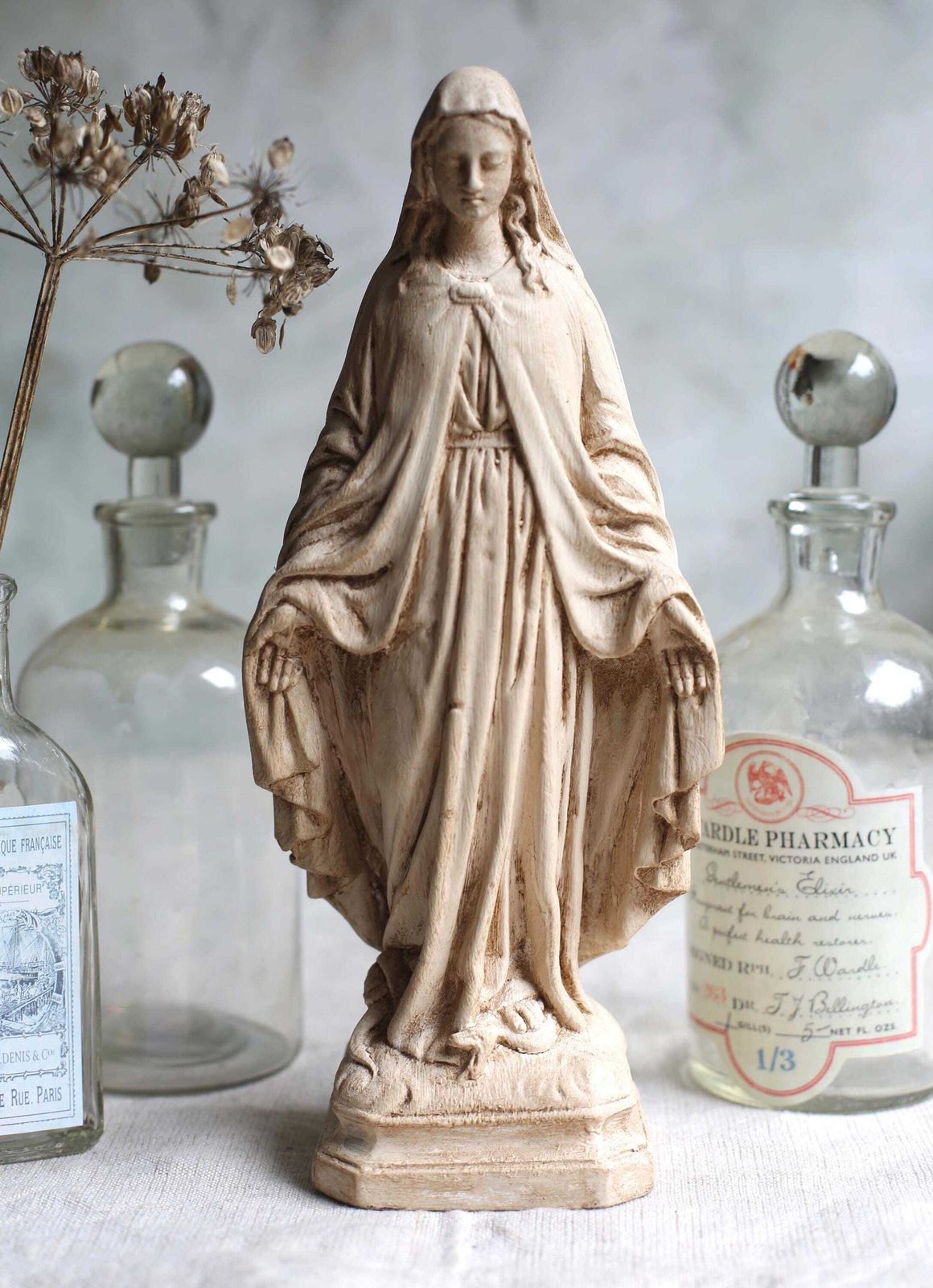 Antique French Mary Statue Small Miraculous Virgin Statue Madonna photo Art
