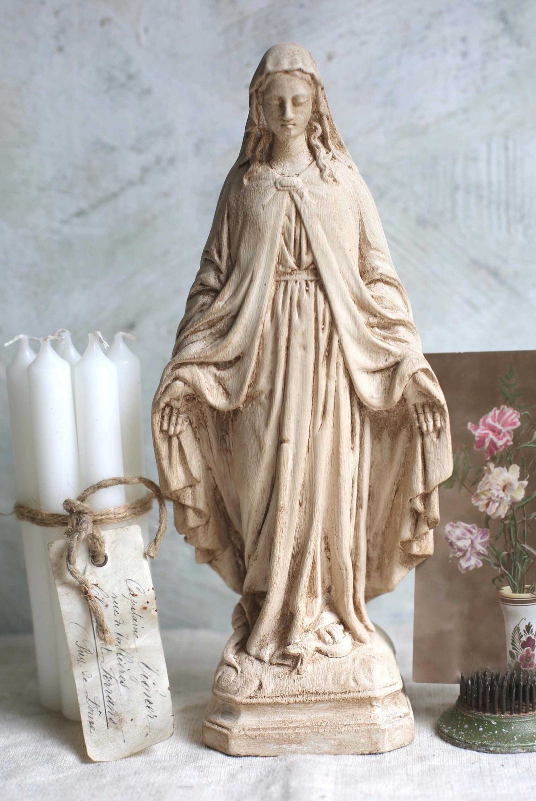 Antique French Mary Statue Small Miraculous Virgin Statue Madonna photo buy