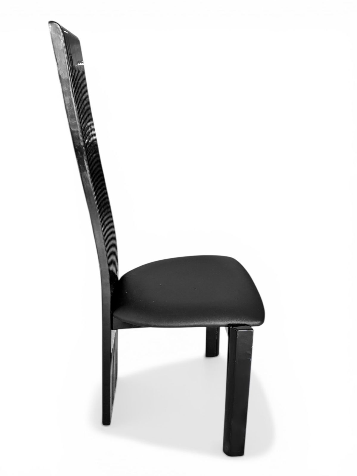 Post Modernist Pietro Costantini For Ello Black Laquer Dining Chairs, 1980 photo 995.0