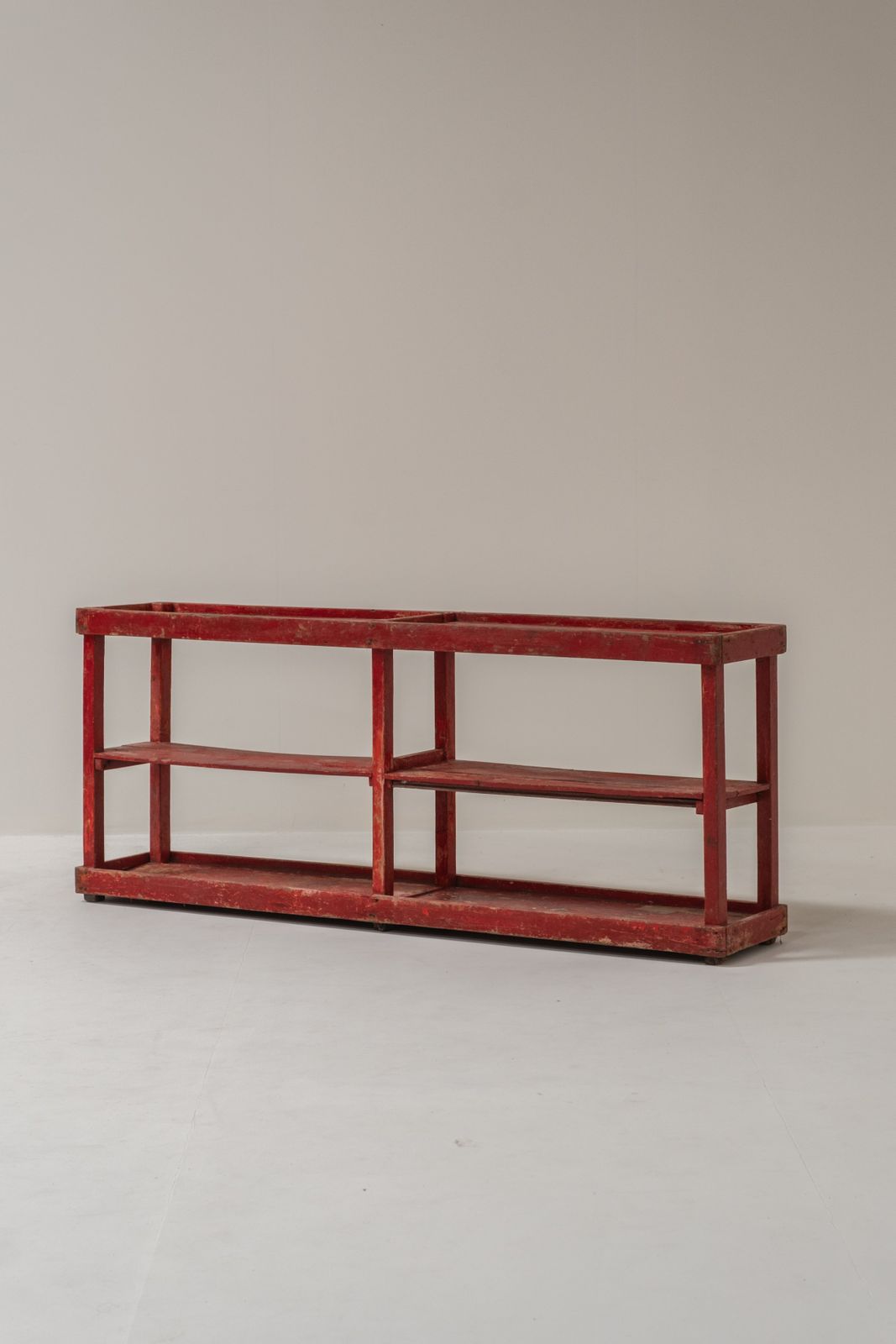 Vintage Red Wooden Shelf, France, 1950s photo for sale