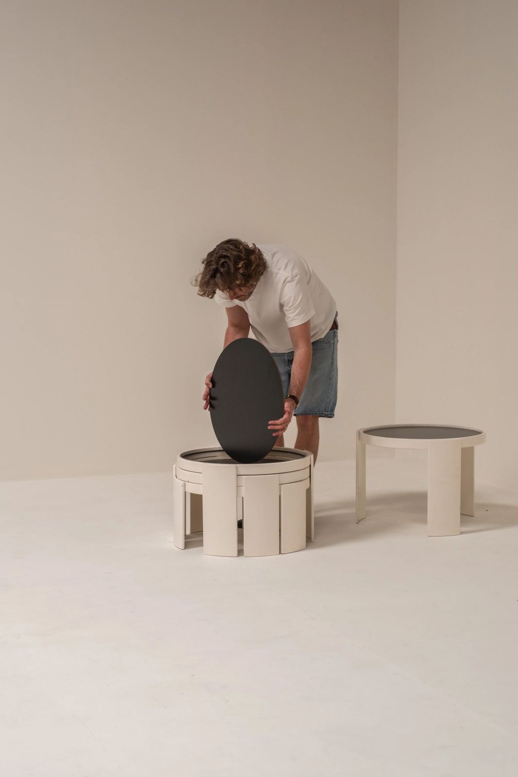 photo vinterior Set Of 4 'Model 780' White Wood Stacking Tables By Gianfranco Frattini For Cassina, Italy 1970s