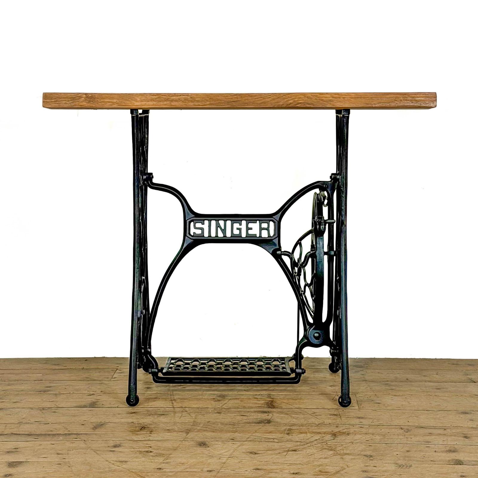 Antique Singer Sewing Machine Table | Antique Furniture | Oak Topped Table | Pub Table photo furniture