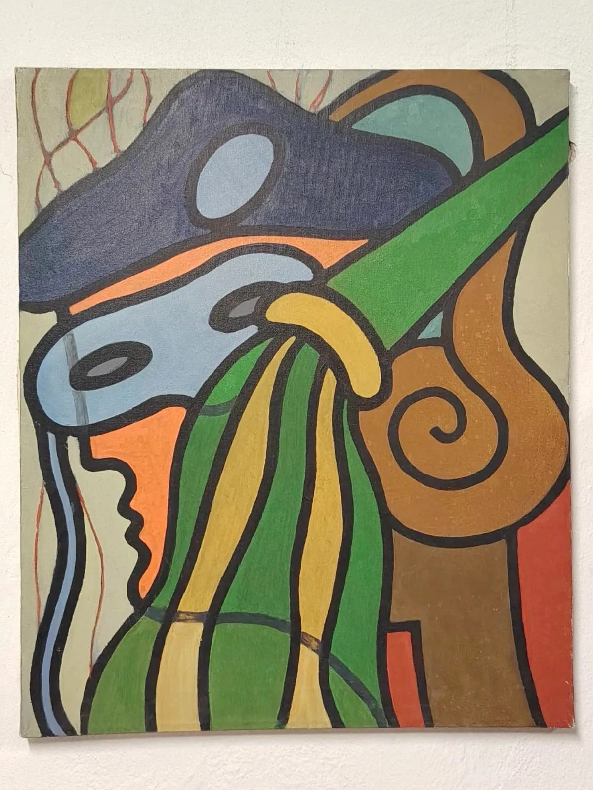 Oil Painting On Canvas "Mask" Franco Prayer (1924) 50 X 60 Cm  Minimalism Style photo vinterior