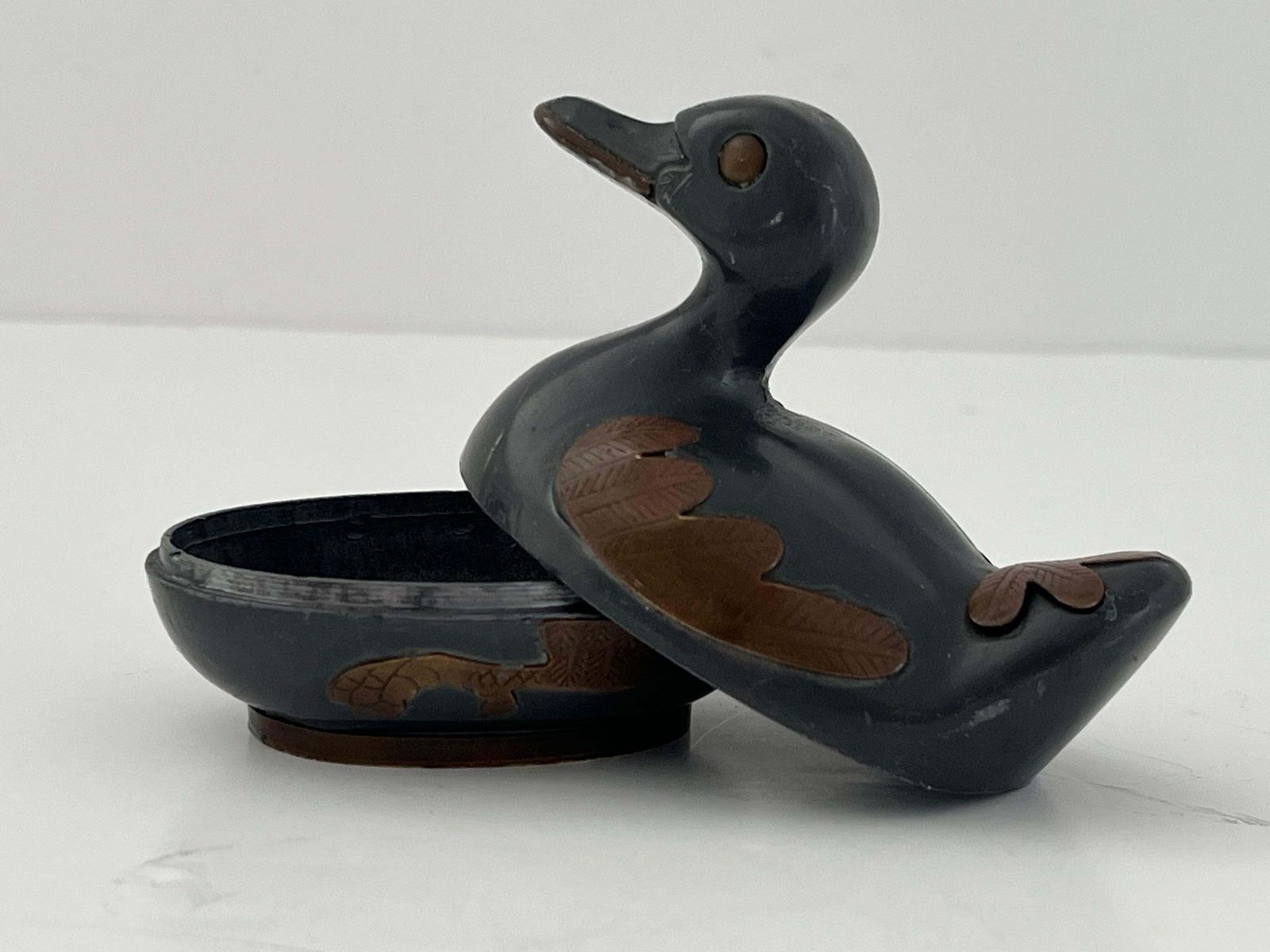 Pewter And Copper Trinket Box, Hong Kong Mid Century Ca 1950s photo for sale