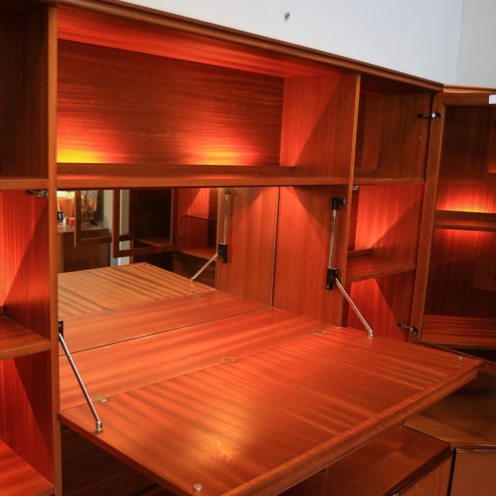 Teak Mid Century Wall Unit By Morris Of Glasgow. 1970s Display Drinks Cabinet photo buy