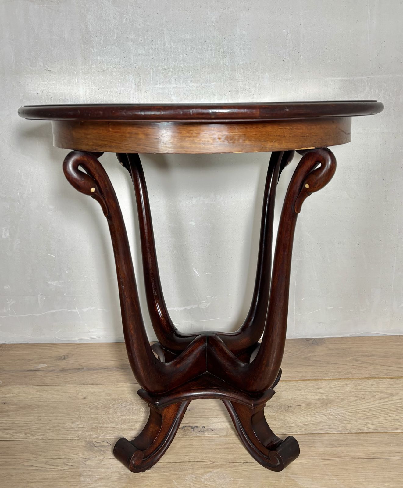 Art Nouveau Oak Pedestal Side Table, Early 20th Century photo Furniture