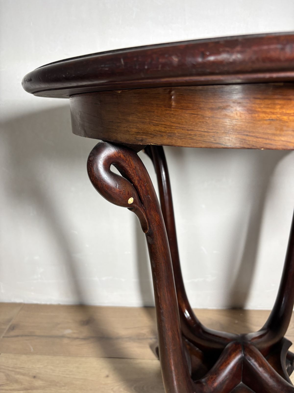 Art Nouveau Eiken Bijzettafel op Voetstuk, Begin 20e Eeuw photo vinterior