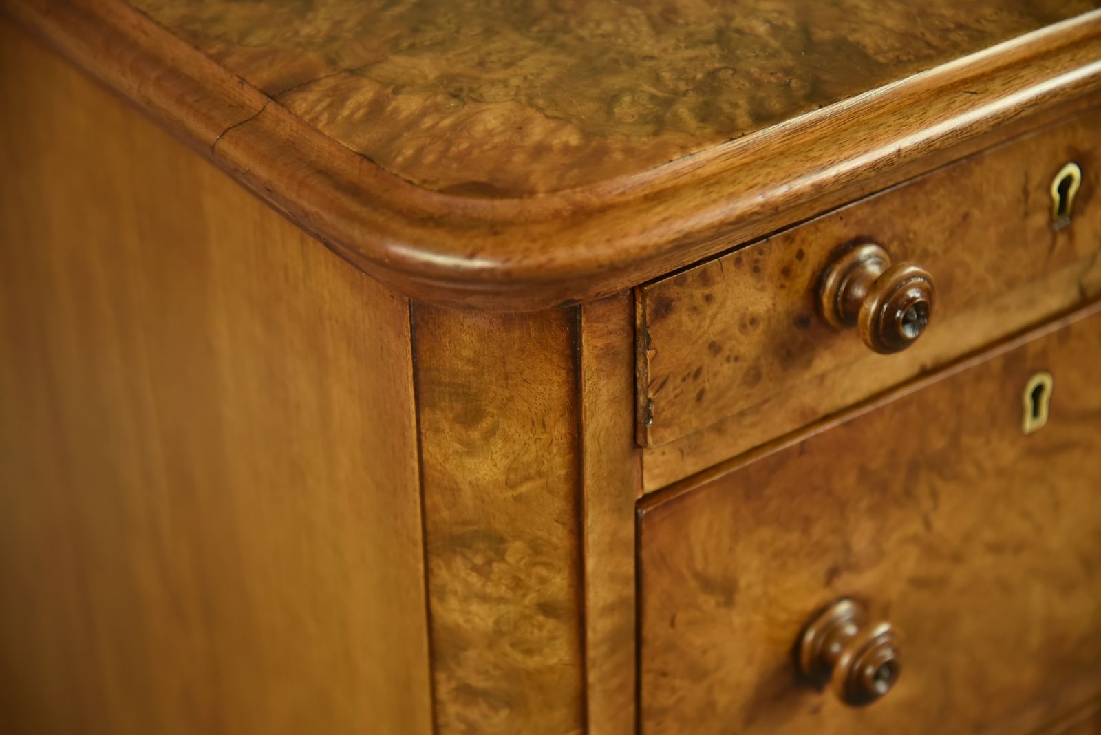 Pair Of Victorian Burr Walnut Bedside Chests Of Drawers photo vintage