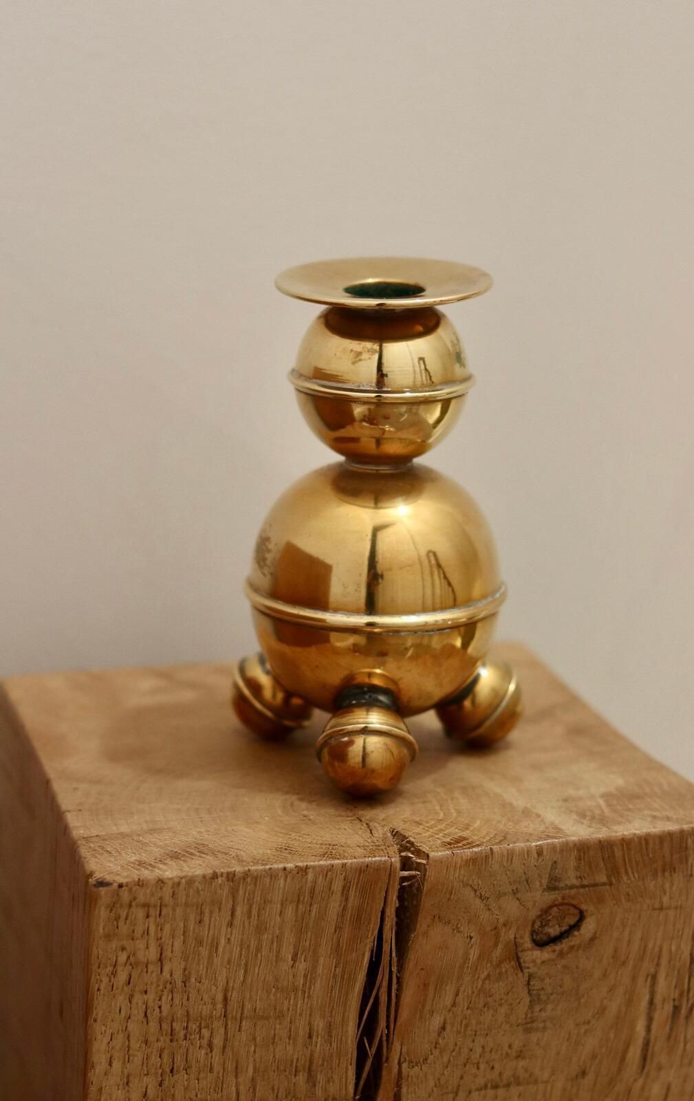 Pair Of Mid Century Swedish Brass Candle Holders By Alb Lindstrom Eskiltuna photo Home Decor