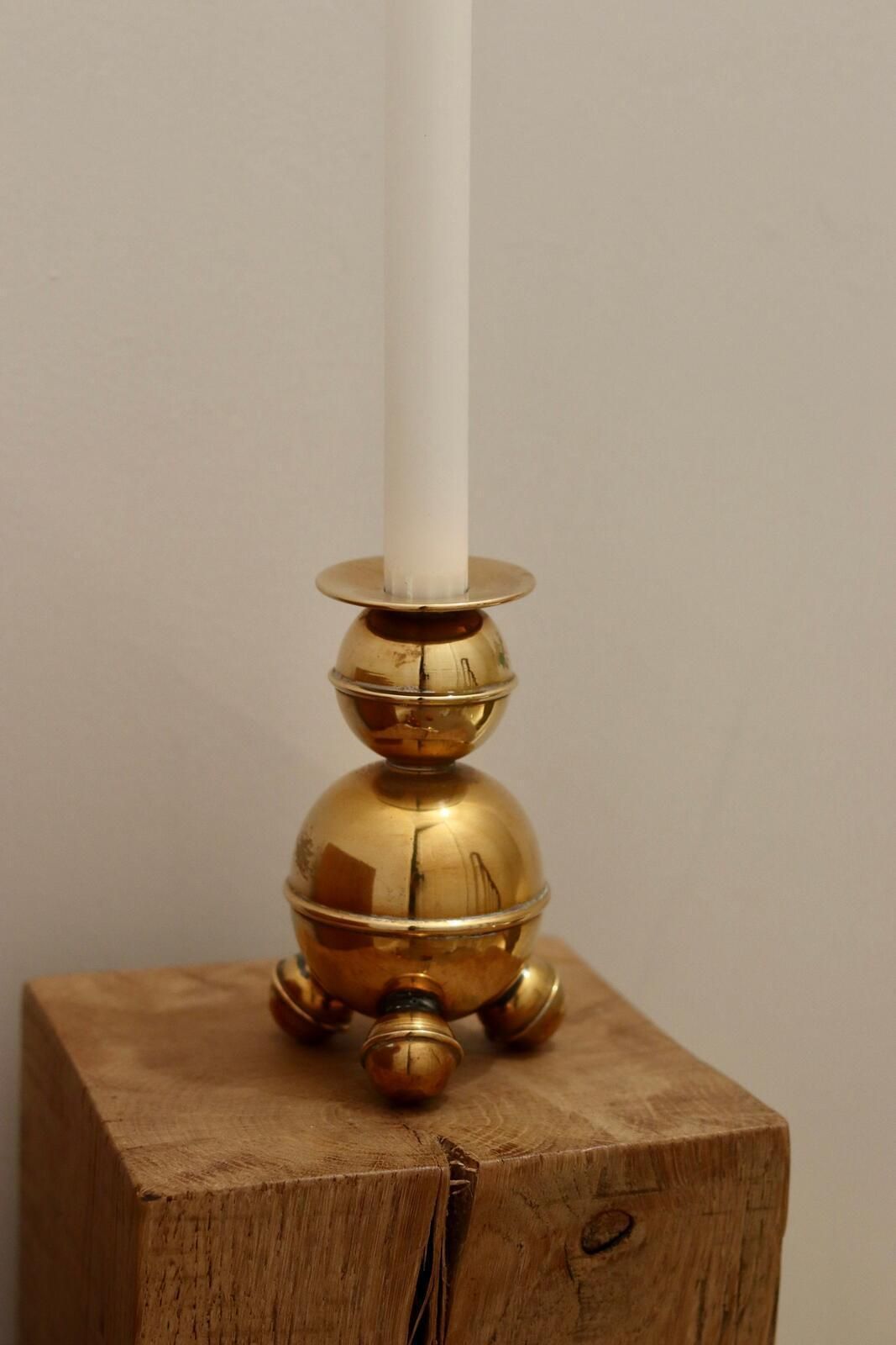 Pair Of Mid Century Swedish Brass Candle Holders By Alb Lindstrom Eskiltuna photo vinterior