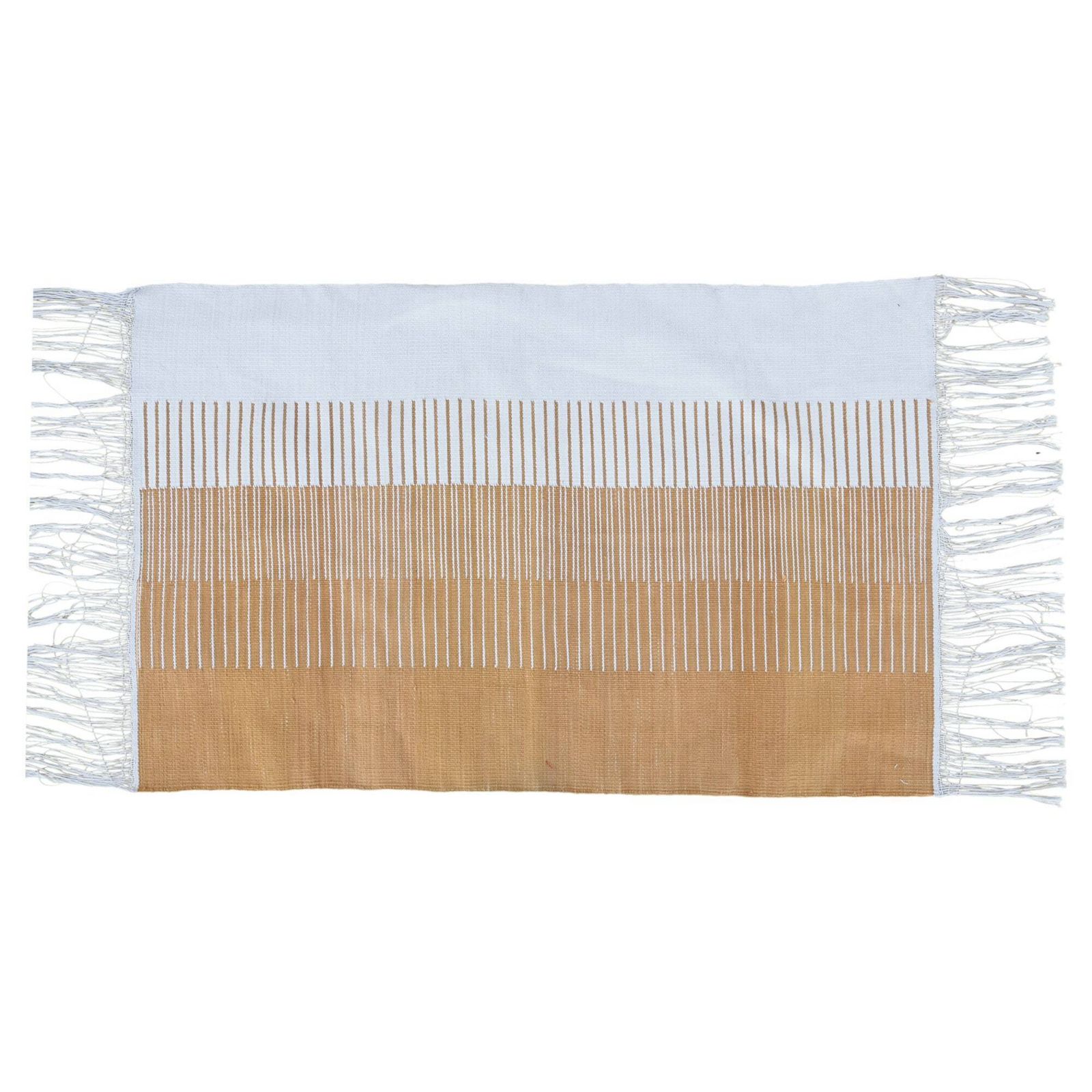 Handmade Cotton Dhurrie Rug: Mustard Reversible Accent Mat (2x3 Ft)