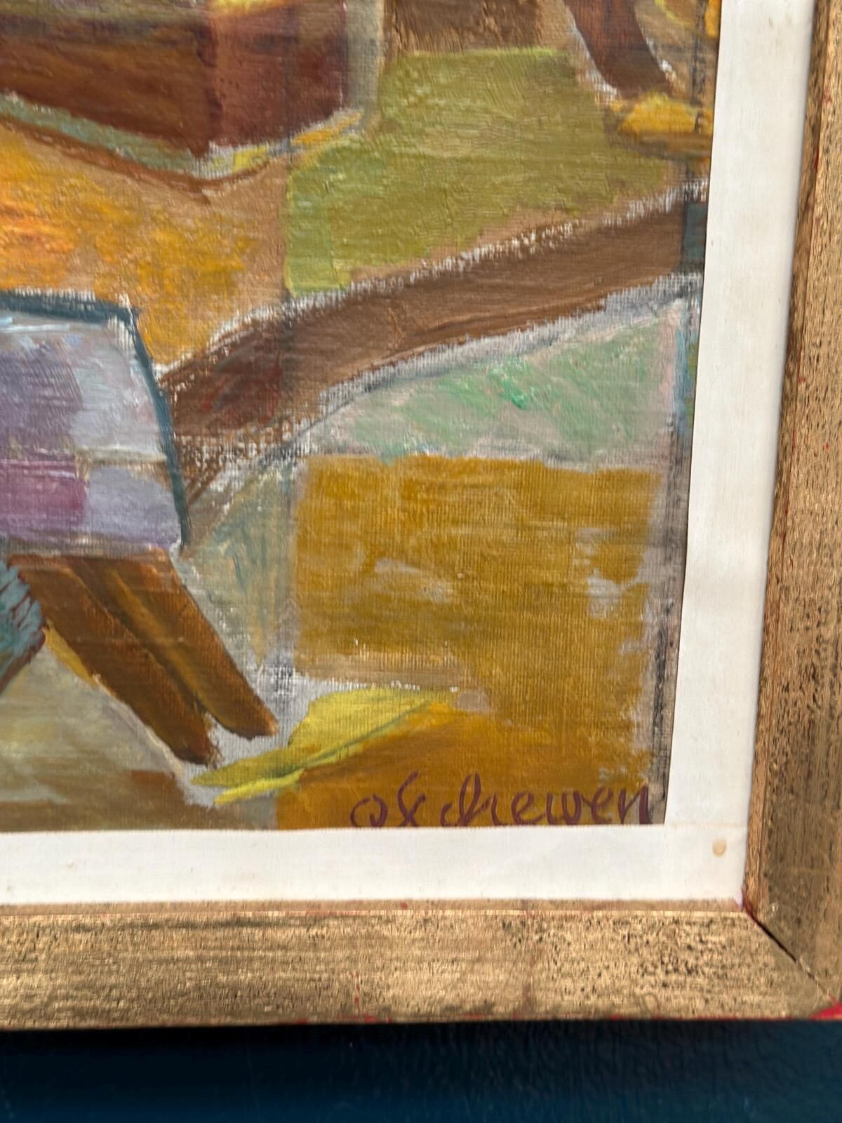 Original Mid Century Swedish Oil On Canvas – “På Gatan I Tetuan” By Olle Von Schewen Vintage & Framed 41 × 50 Cm (16.1" × 19.7") photo buy