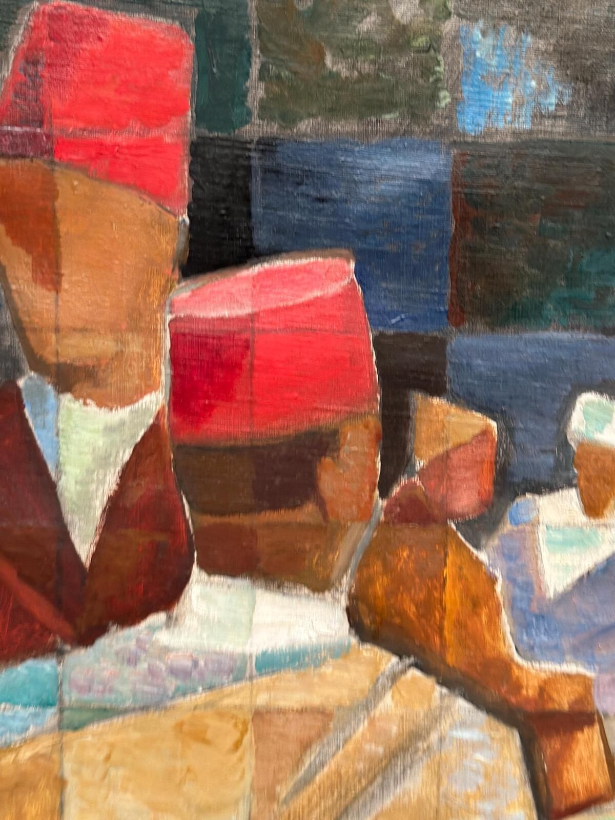photo furniture Original Mid Century Swedish Oil On Canvas – “På Gatan I Tetuan” By Olle Von Schewen Vintage & Framed 41 × 50 Cm (16.1" × 19.7")