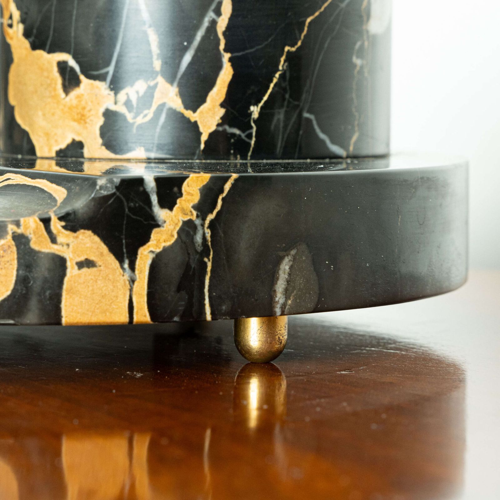 Italian Art Deco Portoro Marble Ink Well photo 220.0