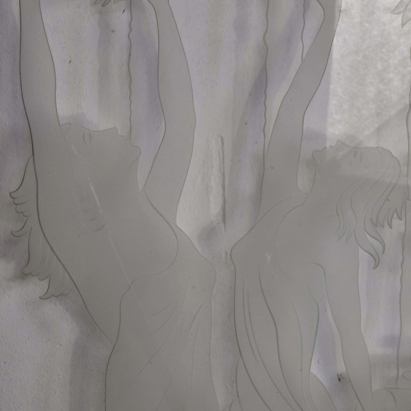 Art Déco Mirror Panel Frosted Etched Glass With Dancing Figures And Mirrored Fra photo vinterior