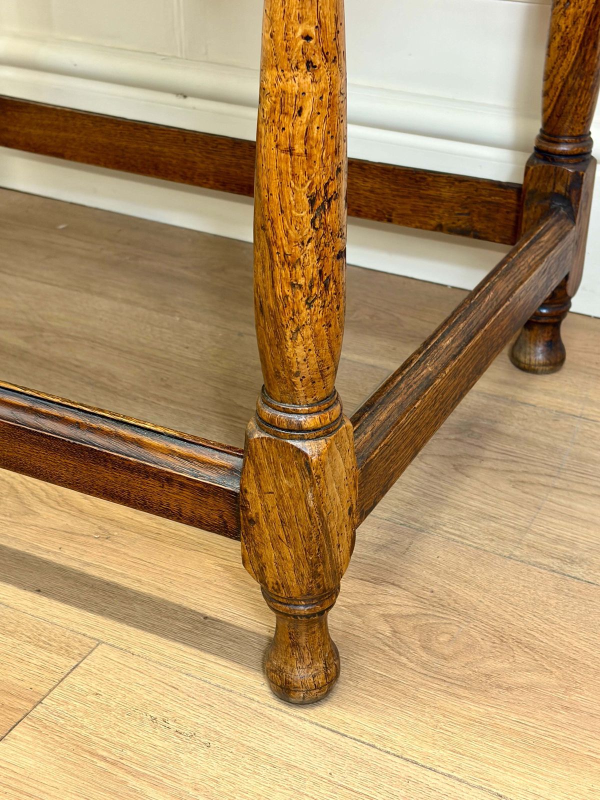 Furniture Antique Country Burr Elm Side Table With Frieze Drawer photo