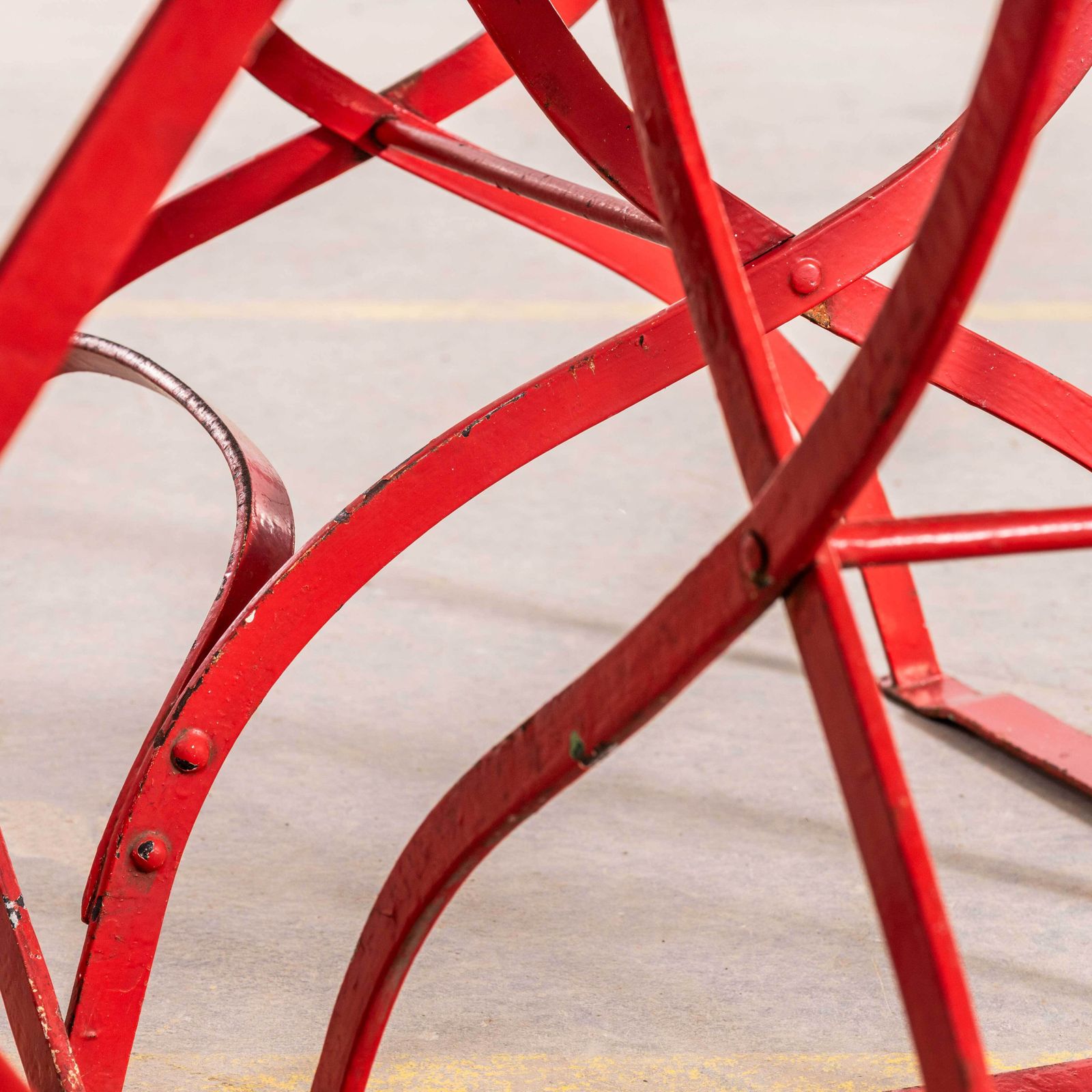 photo for sale 1950’s Slatted Red And White French Outdoor Folding Chairs