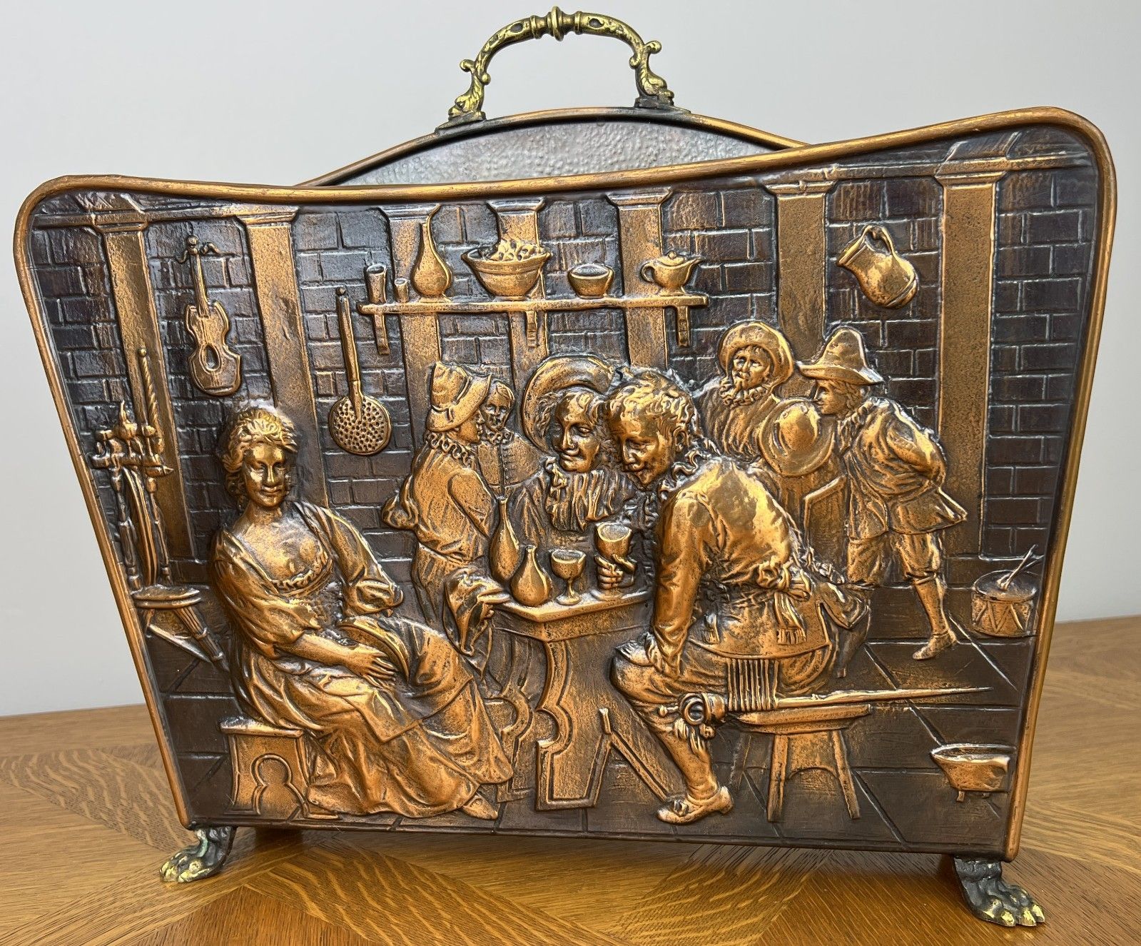 Newspaper Rack Vintage French Style Ornate Fireside Magazine Holder Lot 6048 photo for sale