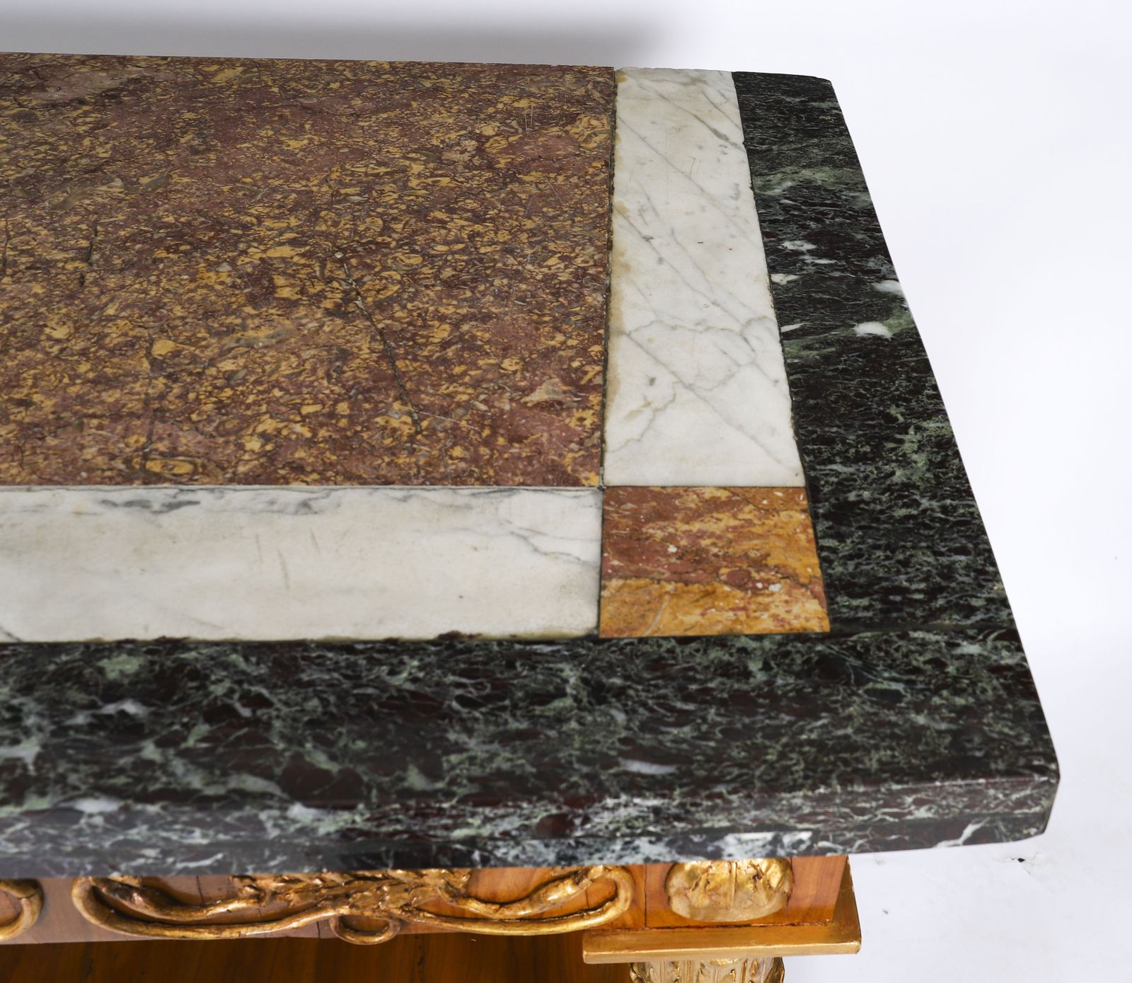 Antique French Empire Period  Walnut Marble Top Parcel Gilt Console C1810 photo vinterior