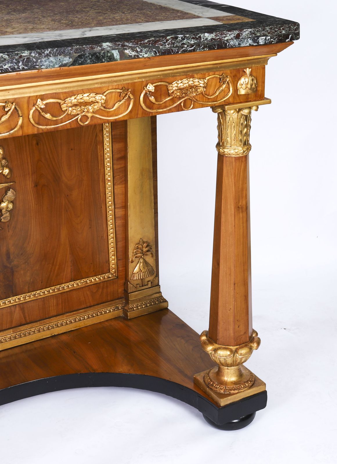 photo buy Antique French Empire Period  Walnut Marble Top Parcel Gilt Console C1810